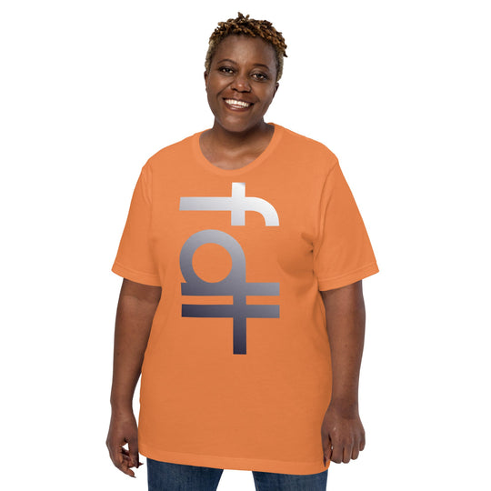 Unisex orange t-shirt with "FDT" design, soft and lightweight cotton, comfortable fit.