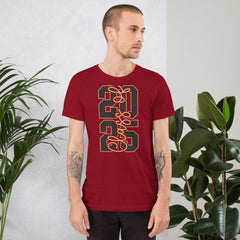 Class of 2026 vertical unisex t-shirt in red with bold graphic design, ideal for graduation celebrations.
