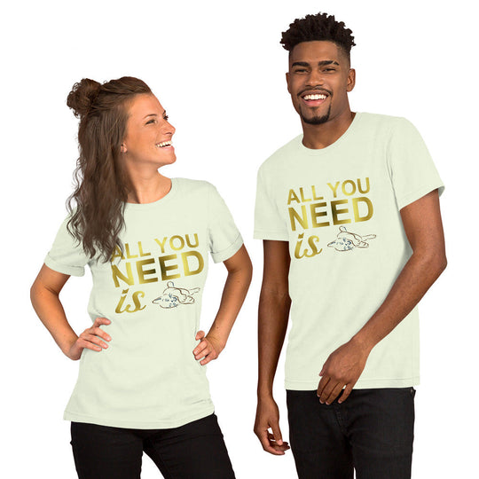 Unisex t-shirt with "All You Need Is Cats" design, soft and lightweight, perfect for cat lovers.