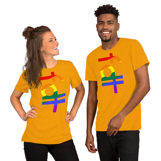 Unisex t-shirt in pride colors with fdt design, soft and lightweight fabric.