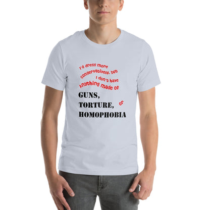 Unisex t-shirt with bold quote on social justice theme, comfortable soft fabric.