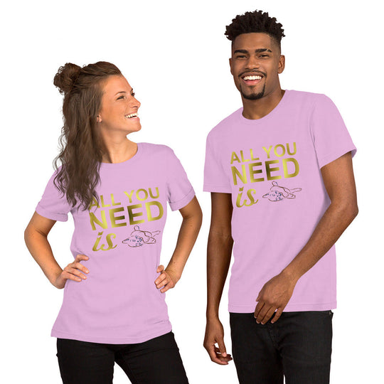 Unisex t-shirts with "All You Need is Cats" design, featuring soft and lightweight fabric.