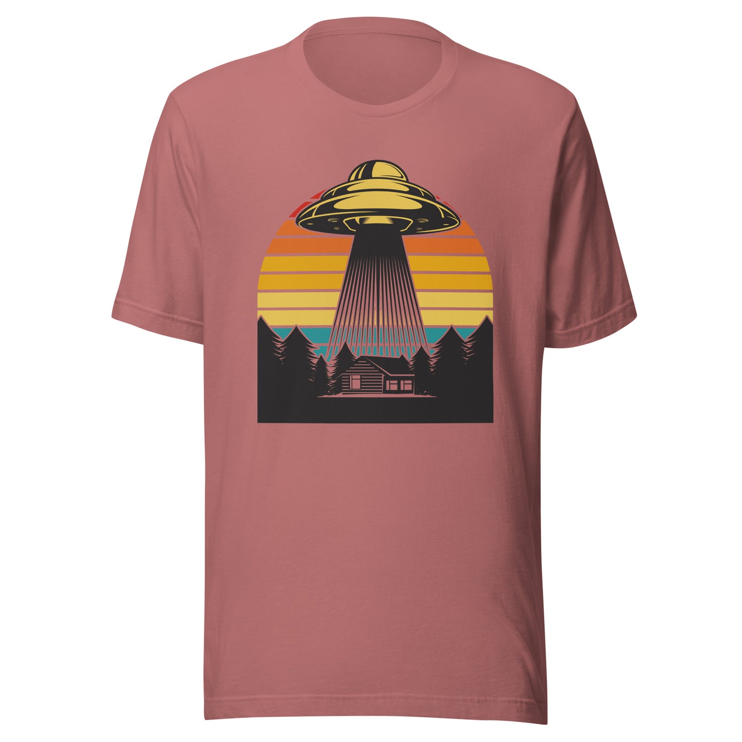 UFO Abduction with Retro Sunset Unisex t-shirt