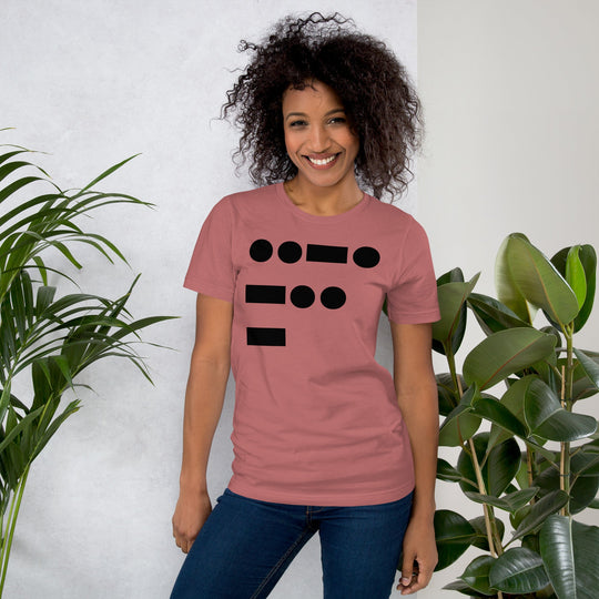 Unisex t-shirt with Morse code design for FDT, casual and comfortable fit.