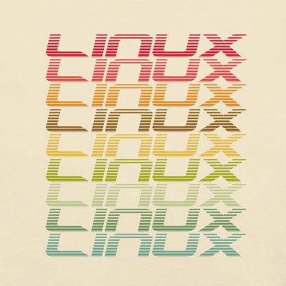 Multicolor Linux operating system unisex t-shirt design.