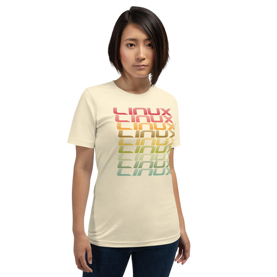 Multicolor unisex t-shirt featuring Linux operating system design.