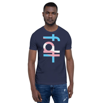 Unisex t-shirt with trans flag colors design, soft and lightweight for all-day comfort.