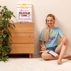Unisex t-shirt with a playful "I might seem lazy" design, soft and lightweight.