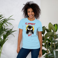 Unisex t-shirt with "Flippers Up" design, soft and lightweight, comfortable fit.