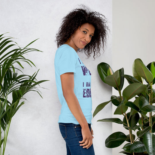 Unisex t-shirt with "I am not Weird" purple text on a soft, lightweight fabric.