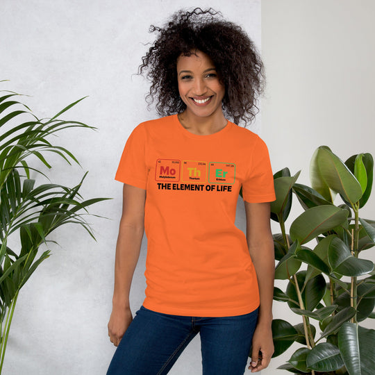 Lightweight unisex t-shirt with "Mother - the Element of Life" design, worn by a person standing indoors near plants.
