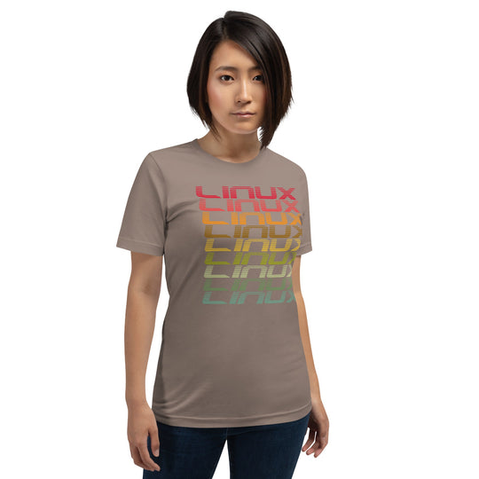 Multicolor unisex t-shirt featuring Linux operating system design.