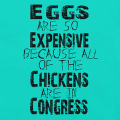 Congress-black unisex t-shirt with humorous eggs and chickens slogan.