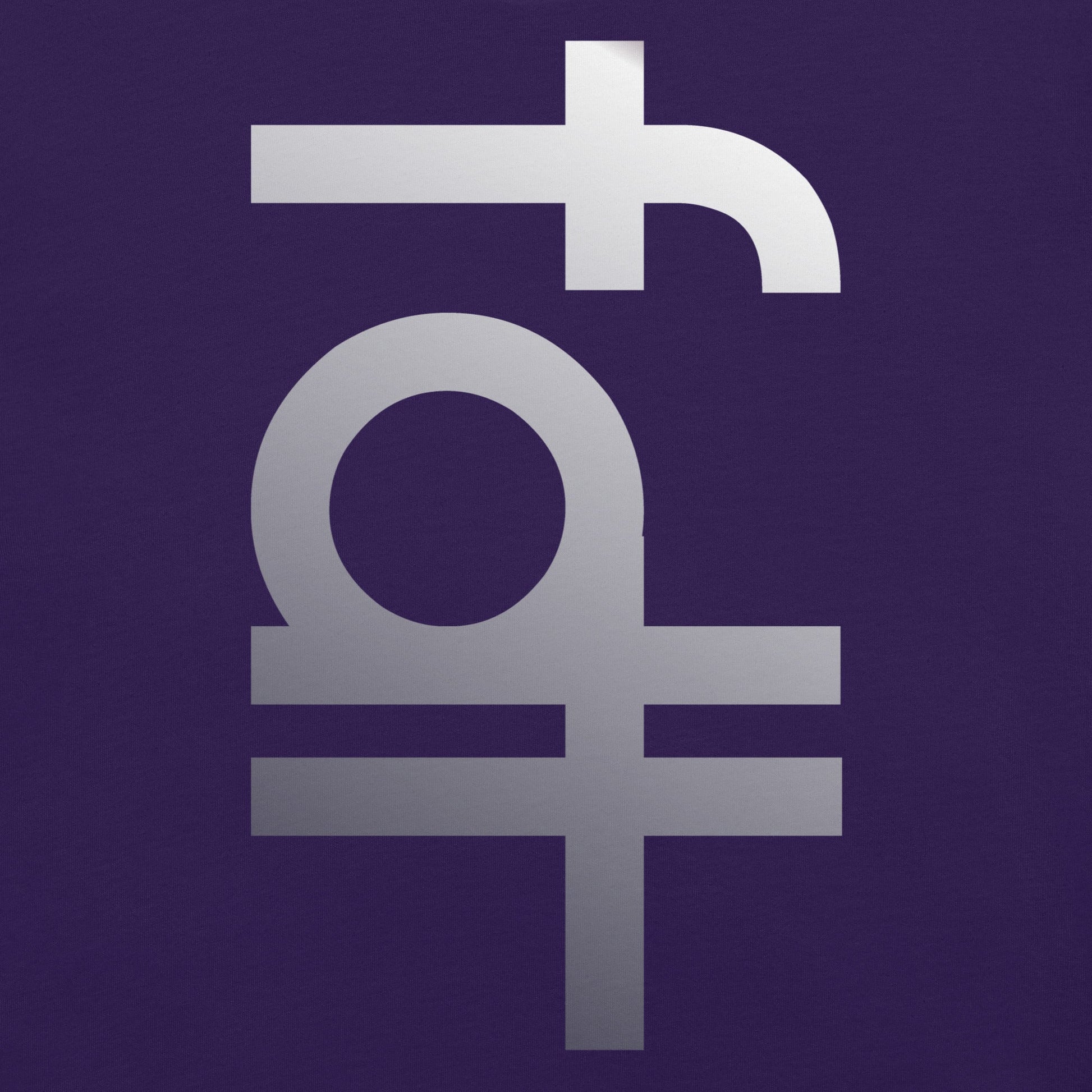 Unisex t-shirt featuring an abstract FDT portrait design on a purple background.