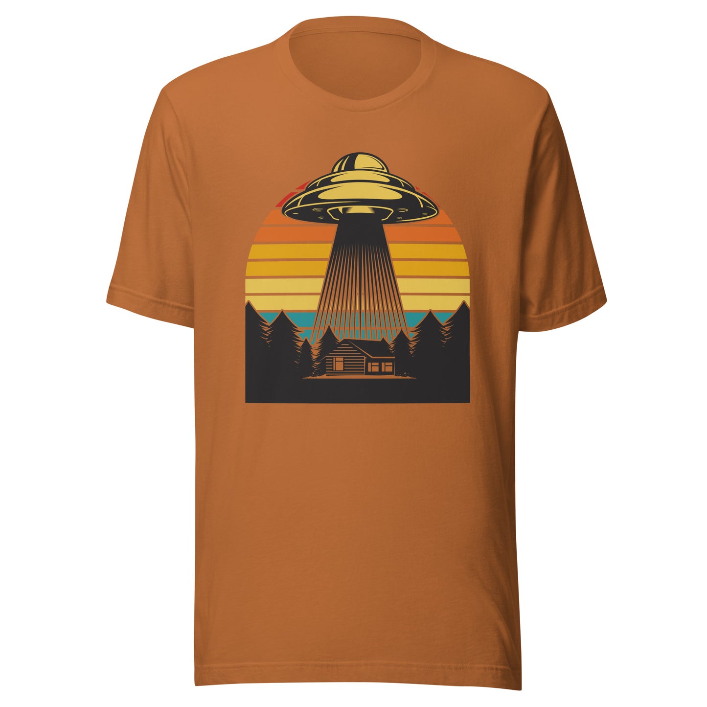 UFO Abduction with Retro Sunset Unisex t-shirt