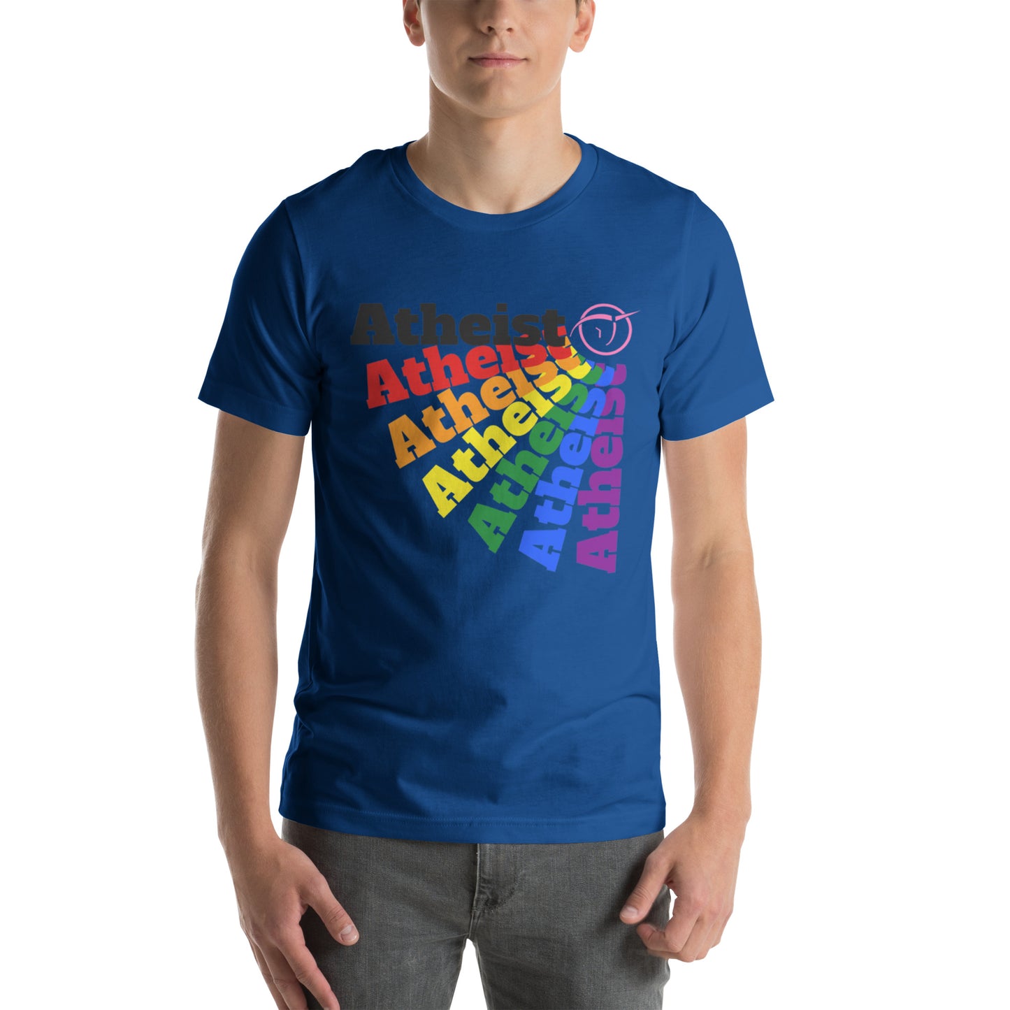 Rainbow Atheist with Invisible Pink Unicorn Unisex t-shirt