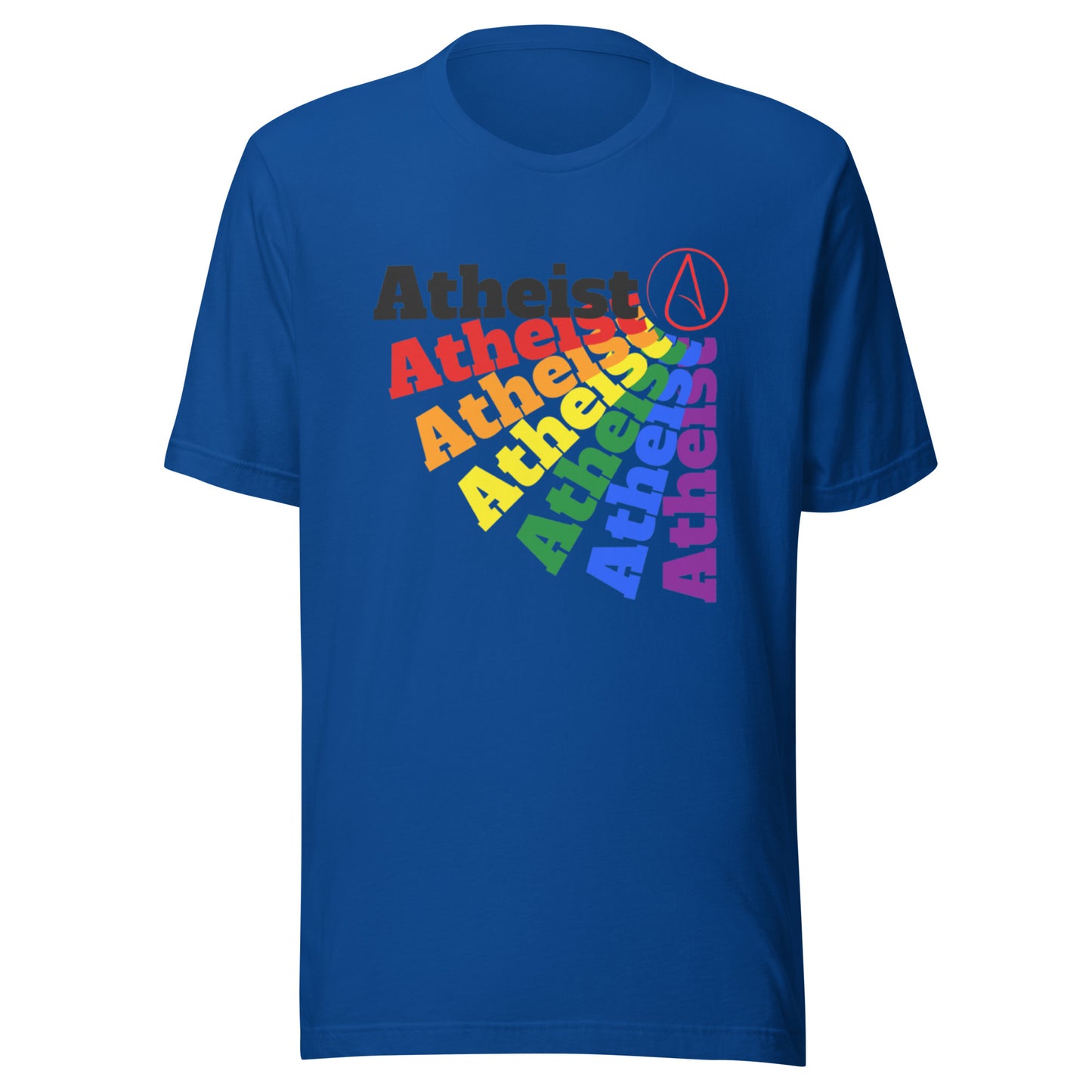 Rainbow Atheist with Atheist symbolUnisex t-shirt