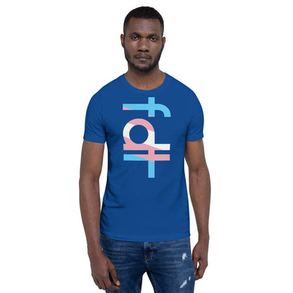 Unisex t-shirt in trans flag colors with a soft, lightweight fit.