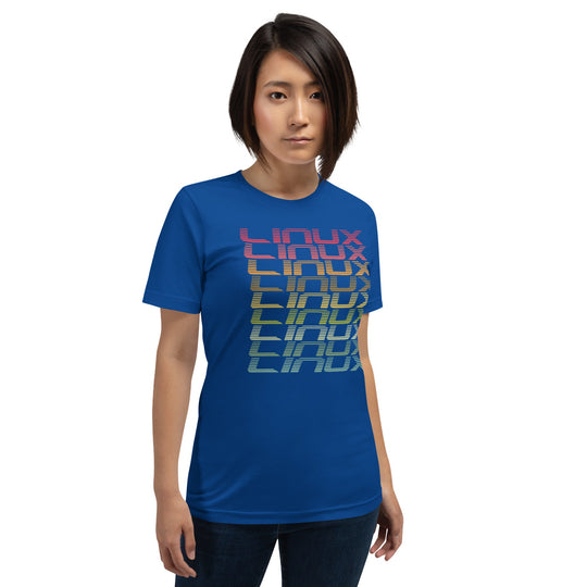 Multicolor unisex t-shirt featuring Linux operating system design, soft and lightweight.