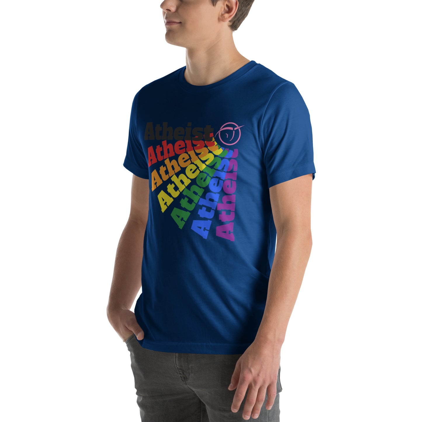 Rainbow Atheist with Invisible Pink Unicorn Unisex t-shirt