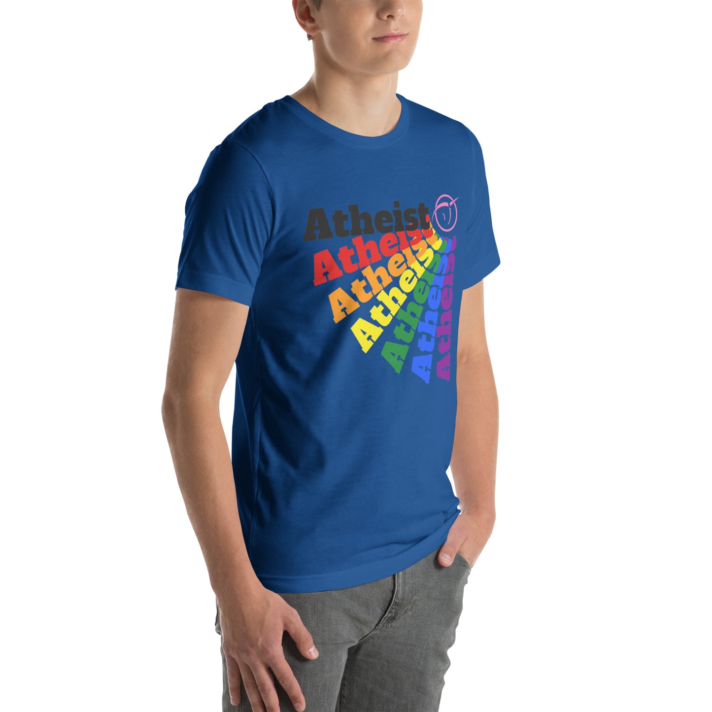 Rainbow Atheist with Invisible Pink Unicorn Unisex t-shirt