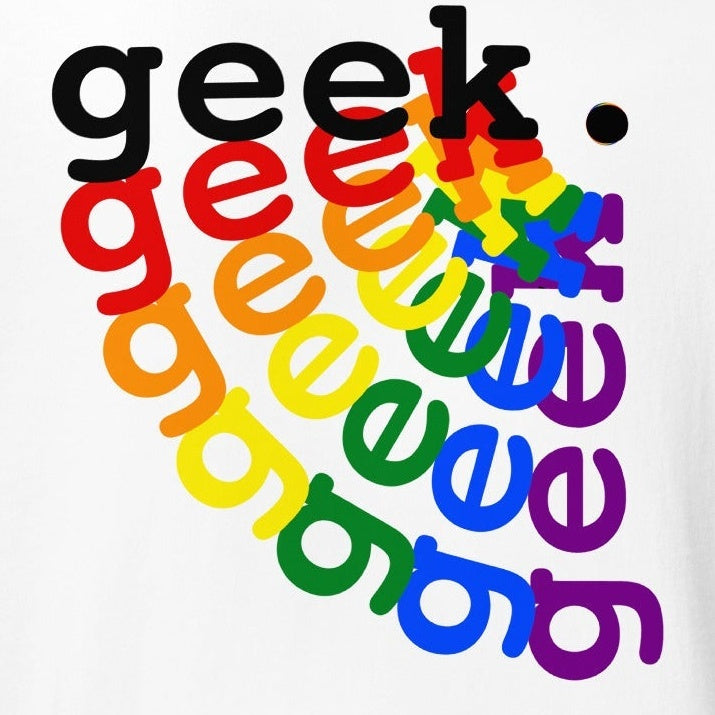 rainbow geek unisex t-shirt with colorful typography design