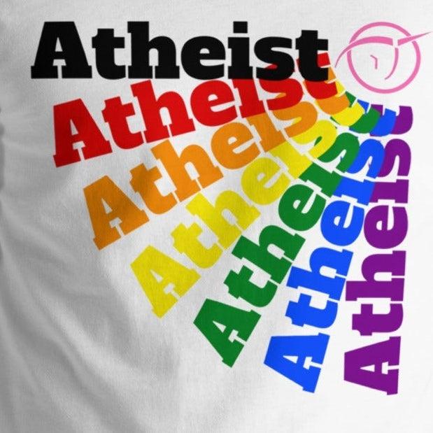 Rainbow Atheist T-shirt with Invisible Pink Unicorn design