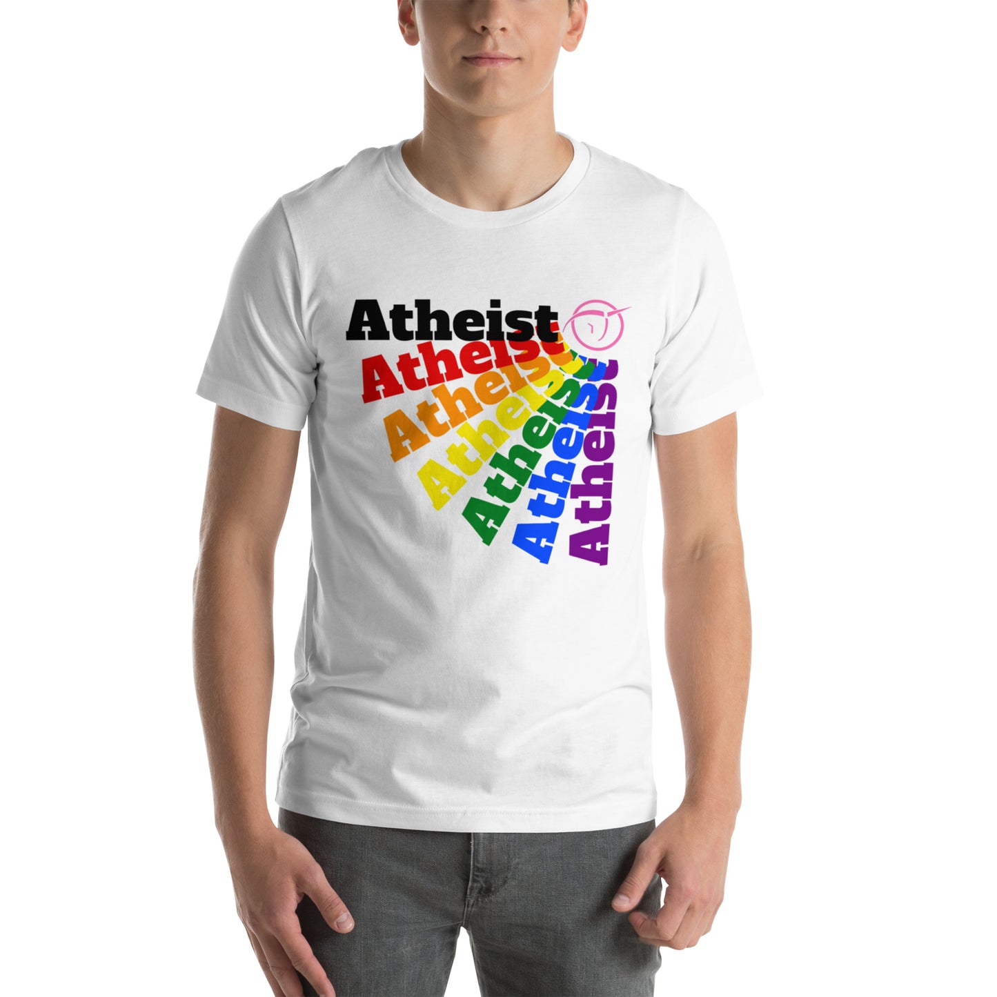 Rainbow Atheist with Invisible Pink Unicorn Unisex t-shirt