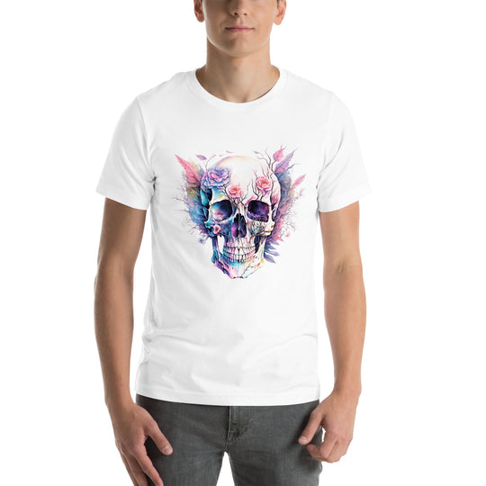 Floral Skull Unisex t-shirt featuring intricate skull and flower design.