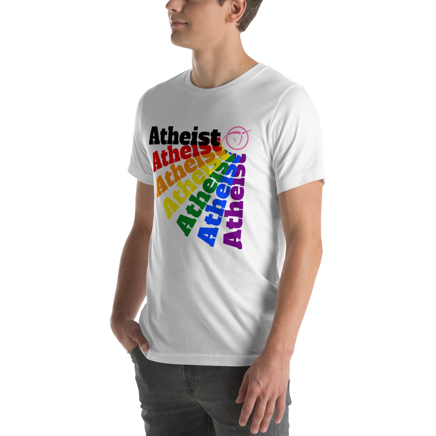 Rainbow Atheist with Invisible Pink Unicorn Unisex t-shirt