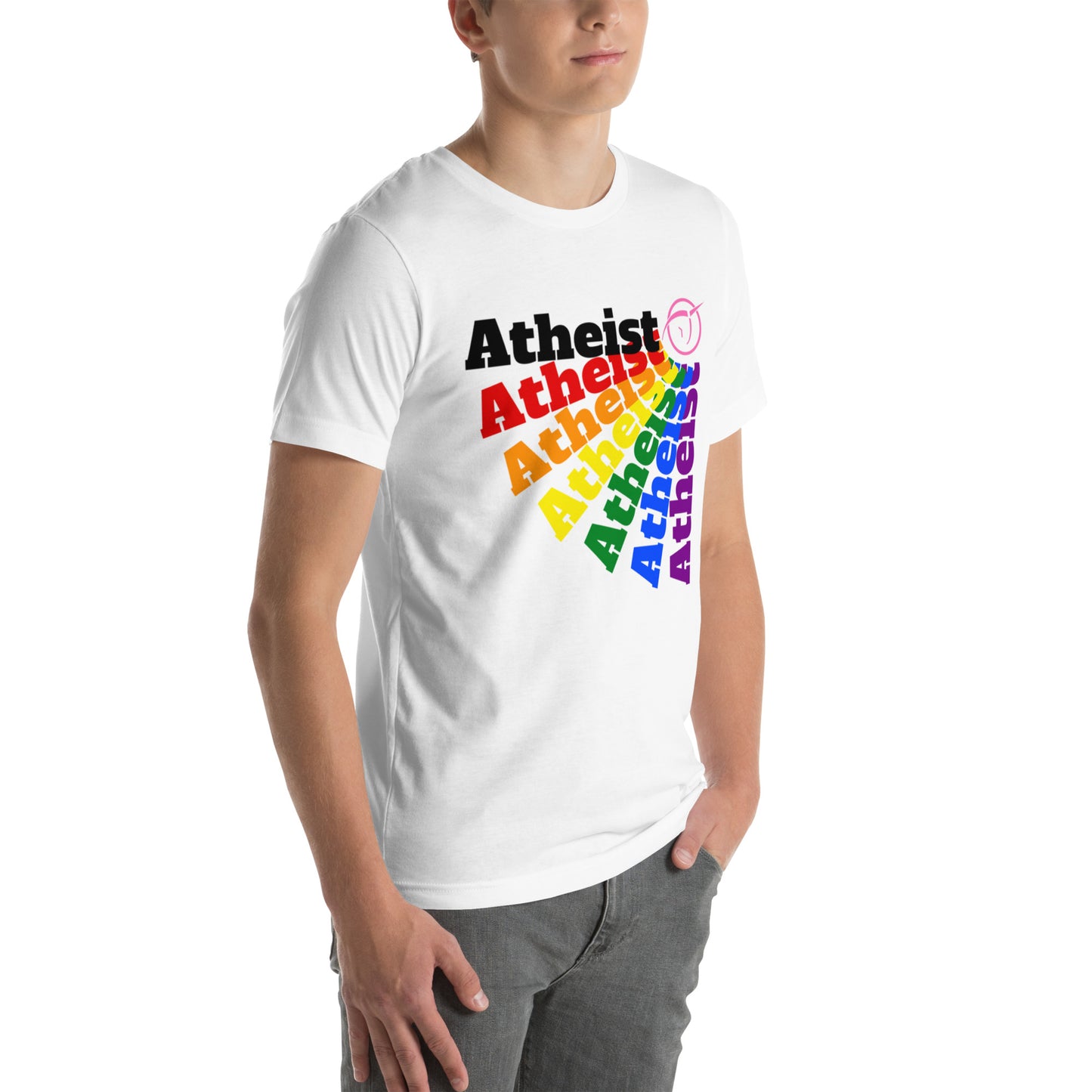 Rainbow Atheist with Invisible Pink Unicorn Unisex t-shirt