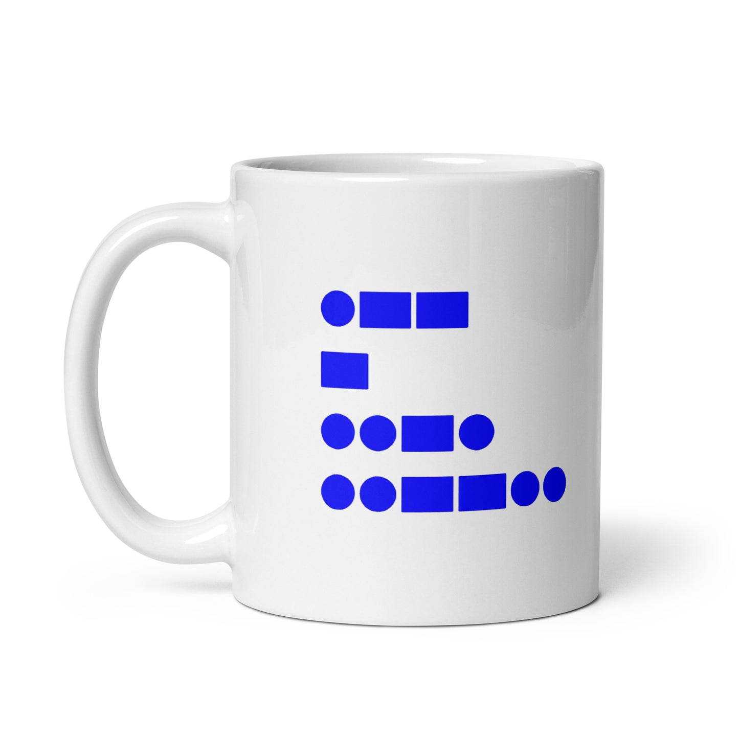 WTF? (in American Morse Code) White glossy mug