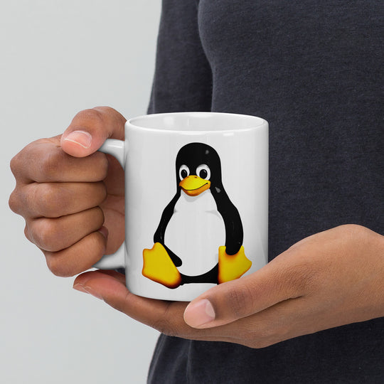 Tux the Linux Mascot White glossy mug