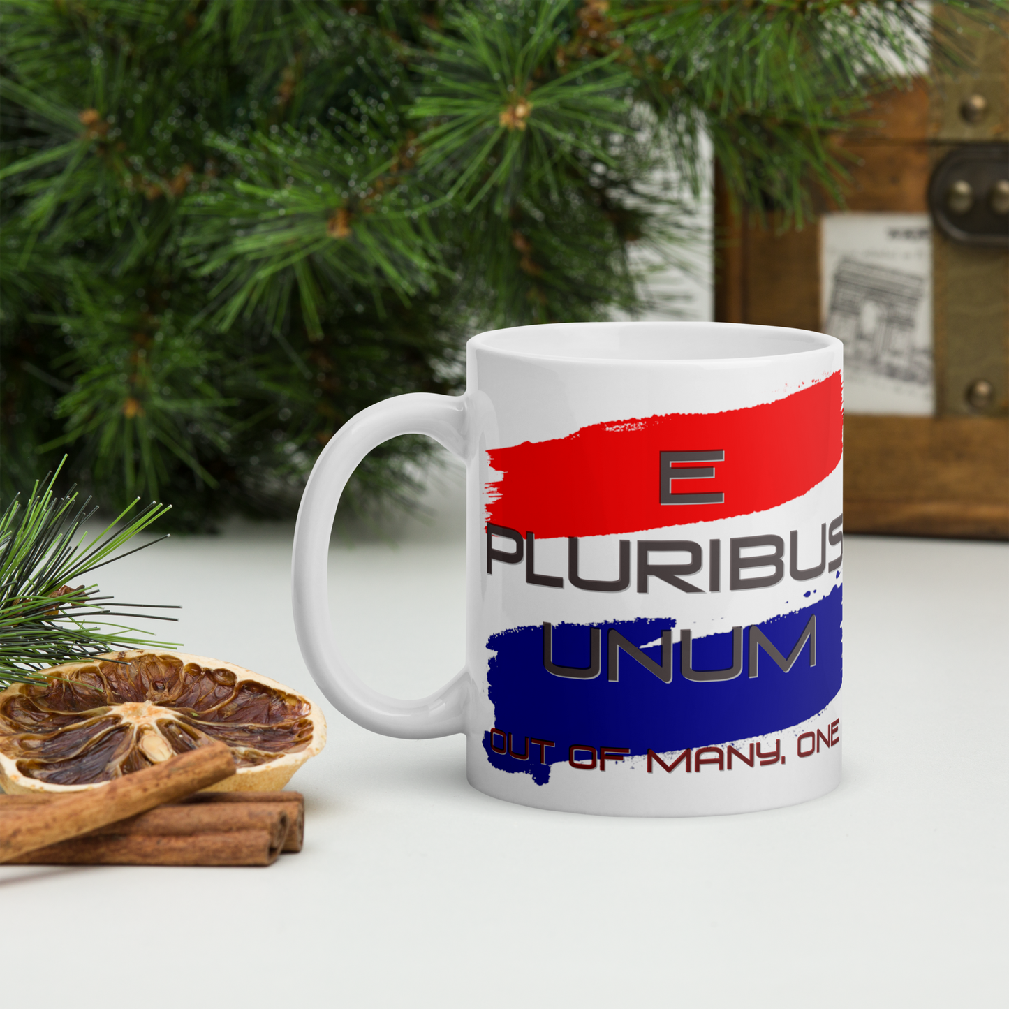 E Pluribus Unum White glossy mug - Free shipping to the US