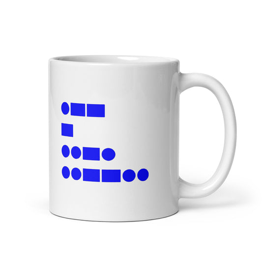 WTF? (in American Morse Code) White glossy mug