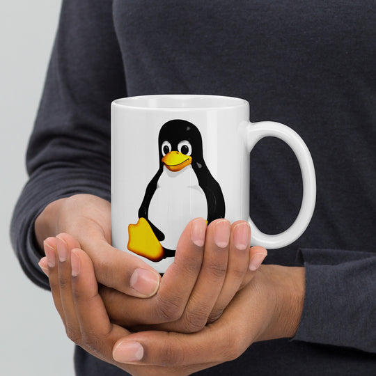 Tux the Linux Mascot White glossy mug