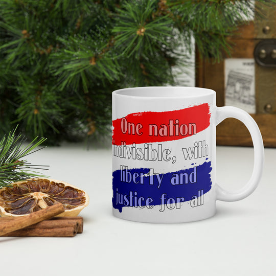 One Nation Indivisible White glossy mug