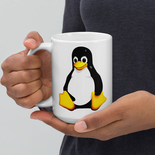 Tux the Linux Mascot White glossy mug