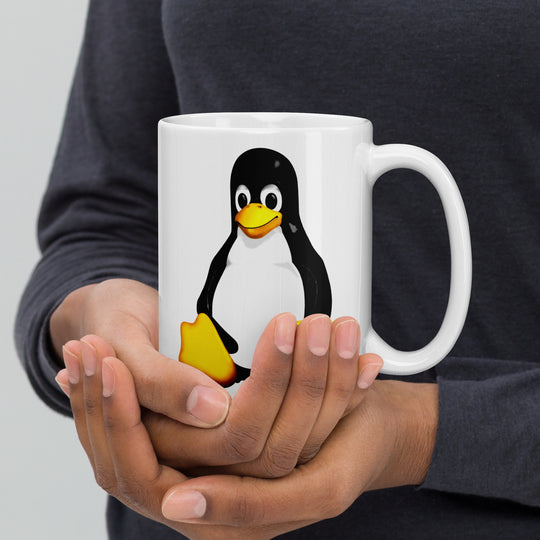 Tux the Linux Mascot White glossy mug