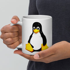 Tux the Linux Mascot White glossy mug