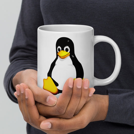 Tux the Linux Mascot White glossy mug