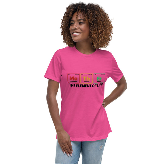 Women's pink t-shirt featuring "Mother - the Element of Life" design, relaxed fit, casual style.
