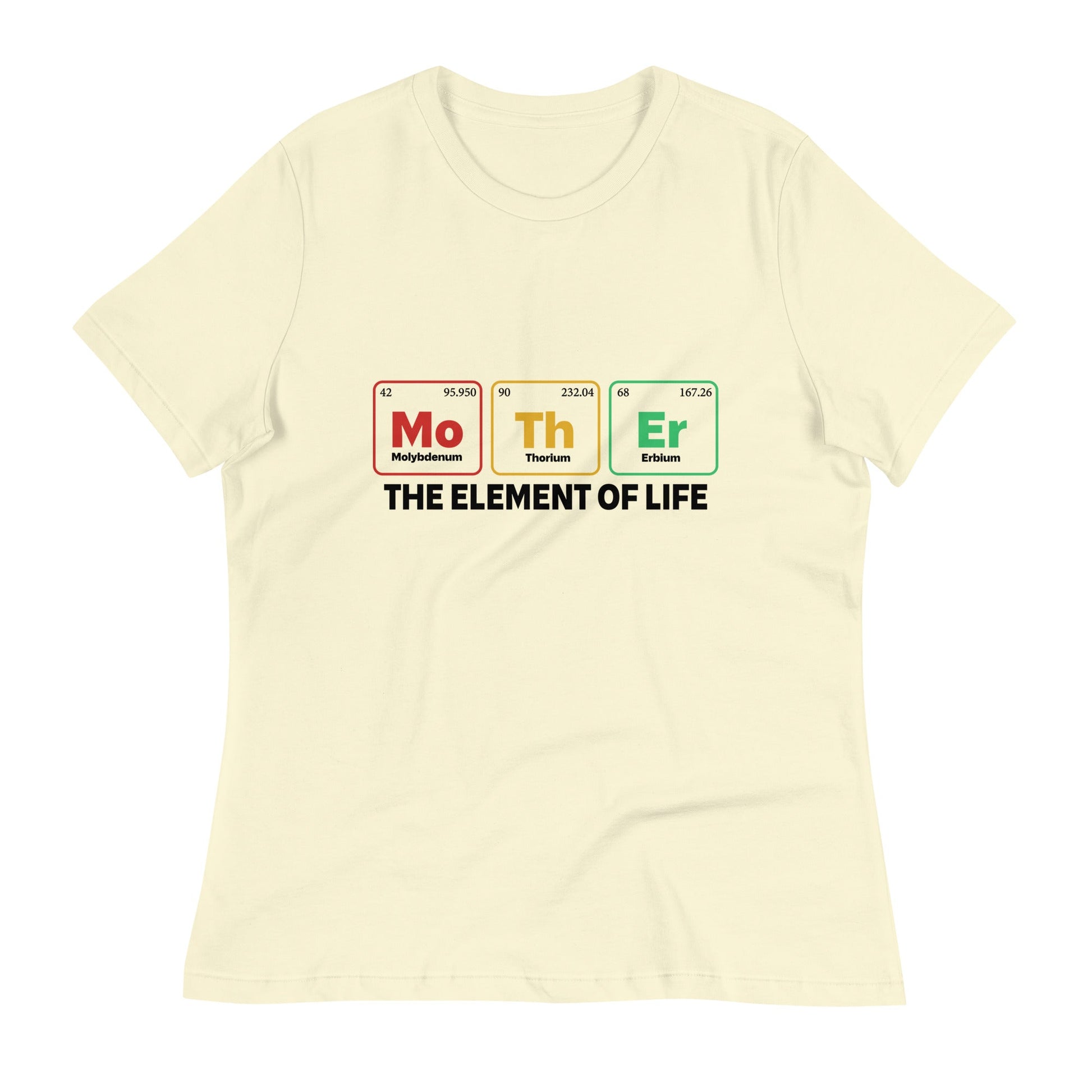 Women's T-shirt with "Mother - the Element of Life" design, cream color, relaxed fit.